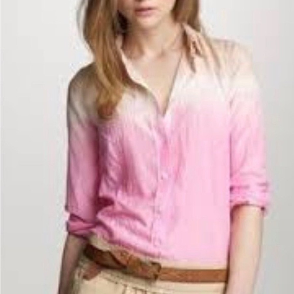 J crew The Perfect shirt Women silk cotton long sleeve multicolor size 6 A008165